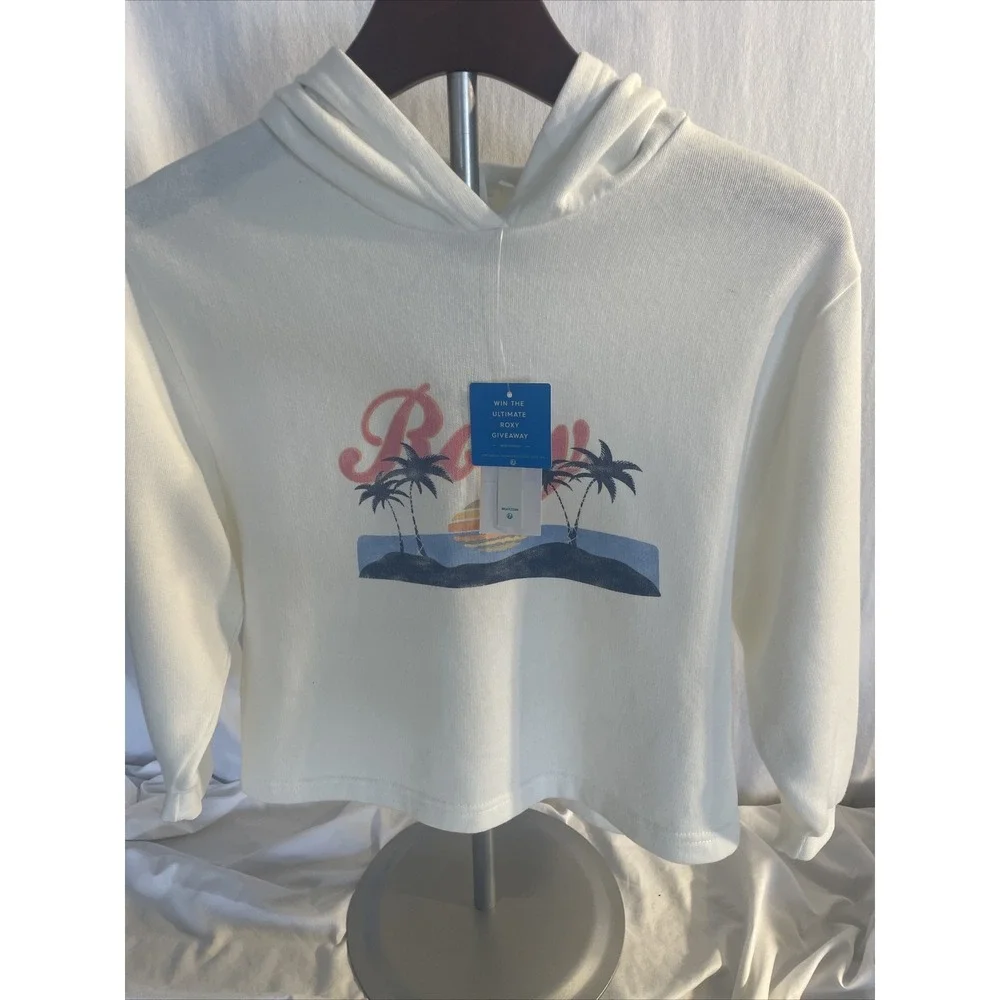 NWT Roxy Girl Sun My Sweet Sun Crop Pullover Hoodie Beach Sunset Size 6